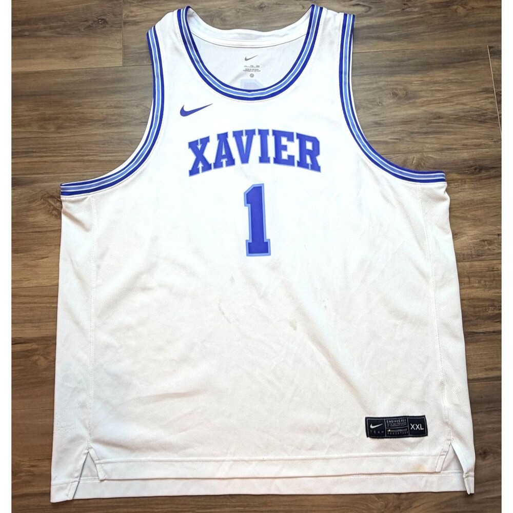 Nike Mens 2XL Xavier Musketeers White #1 Basketball Jersey